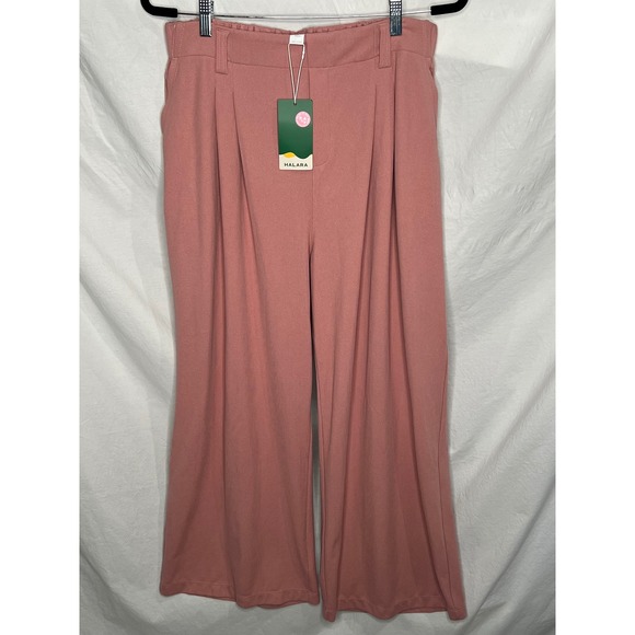 HALARA Pants - NWT Halara Flex High Waisted Pocket Wide Leg Waffle Work Pants Sz XL P Rose Tan